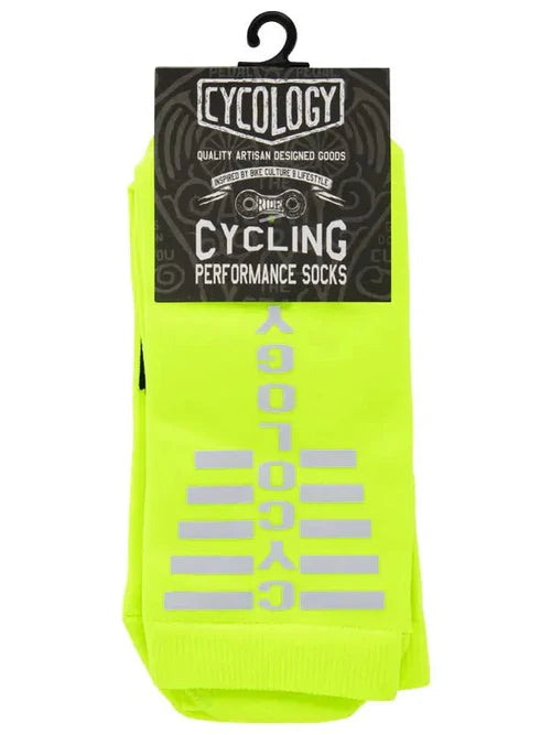 CHAUSSETTES DE VÉLO - LOGO REFLECHISSANT JAUNE