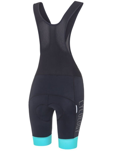 Cycology Women's (Black/Aqua) Bib Shorts - Cycology Clothing Europe