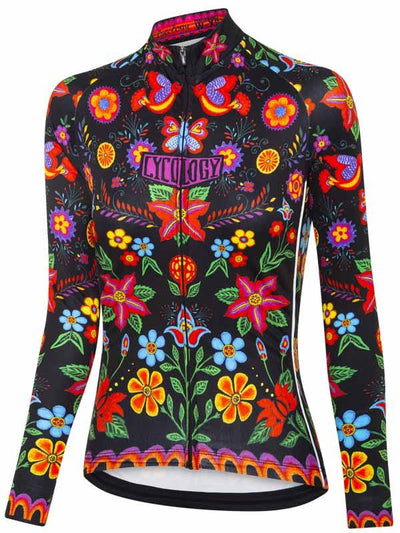 Frida (Black) Women's Long Sleeve Cycling Jersey - Cycology Clothing Europe