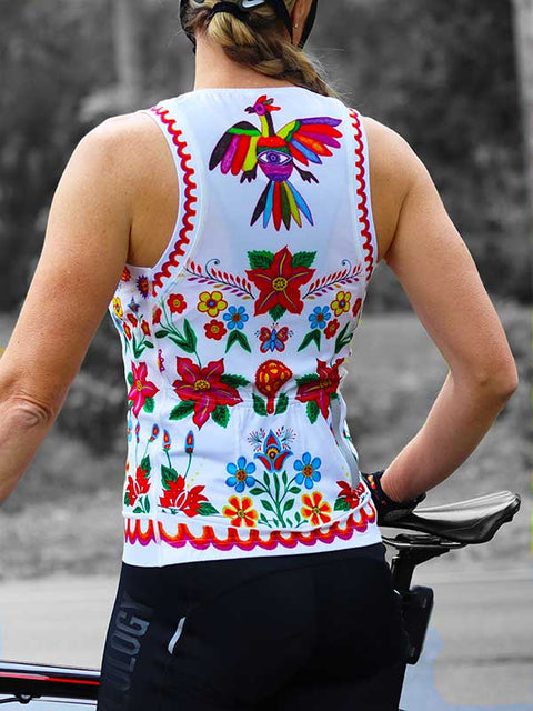 Frida (White) Women's Sleeveless Cycling Jersey - Cycology Clothing Europe