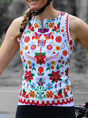 Frida (White) Women's Sleeveless Cycling Jersey - Cycology Clothing Europe