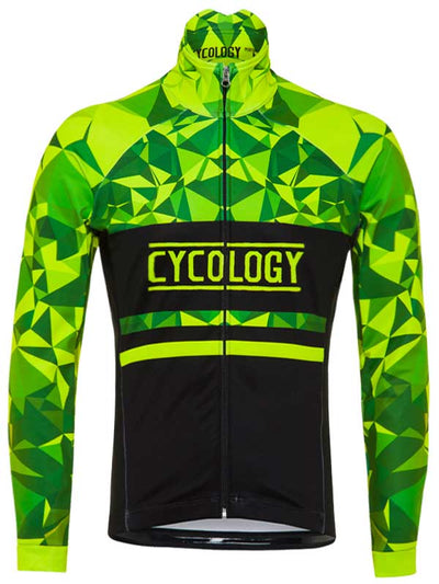 Geometric Lime Windproof Winter Jacket - Cycology Clothing Europe