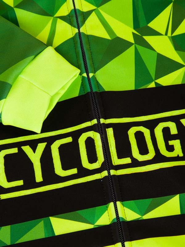 Geometric Lime Windproof Winter Jacket - Cycology Clothing Europe