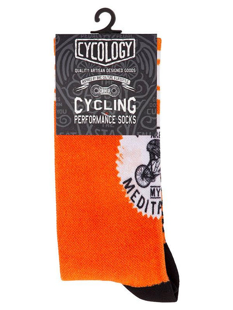 Miles are my Meditation (Orange) Cycling Socks - Cycology Clothing Europe