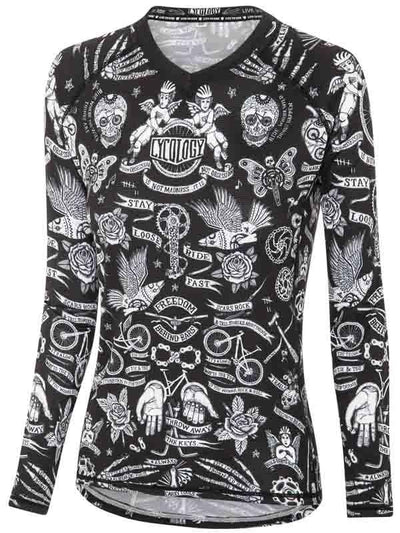 Velo Tattoo Women's Long Sleeve MTB Jersey - Cycology Clothing Europe